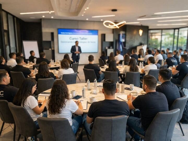 Sesión grupal completa del taller de ventas