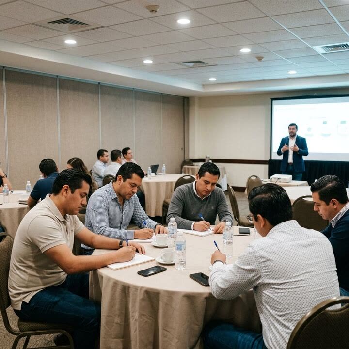 Sesión en salón de hotel de negocios